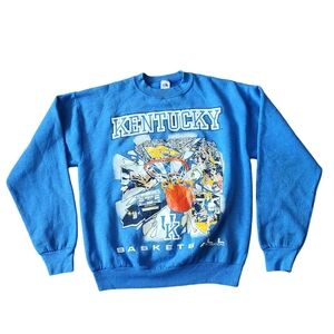 Vintage 90s UK University of Kentucky Wildcat Basketball NCAA Blue Pullover